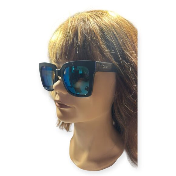 Quay Blue‎ Mirror Supine Sunglasses Dark Gray Oversized 142mm - Picture 2 of 9